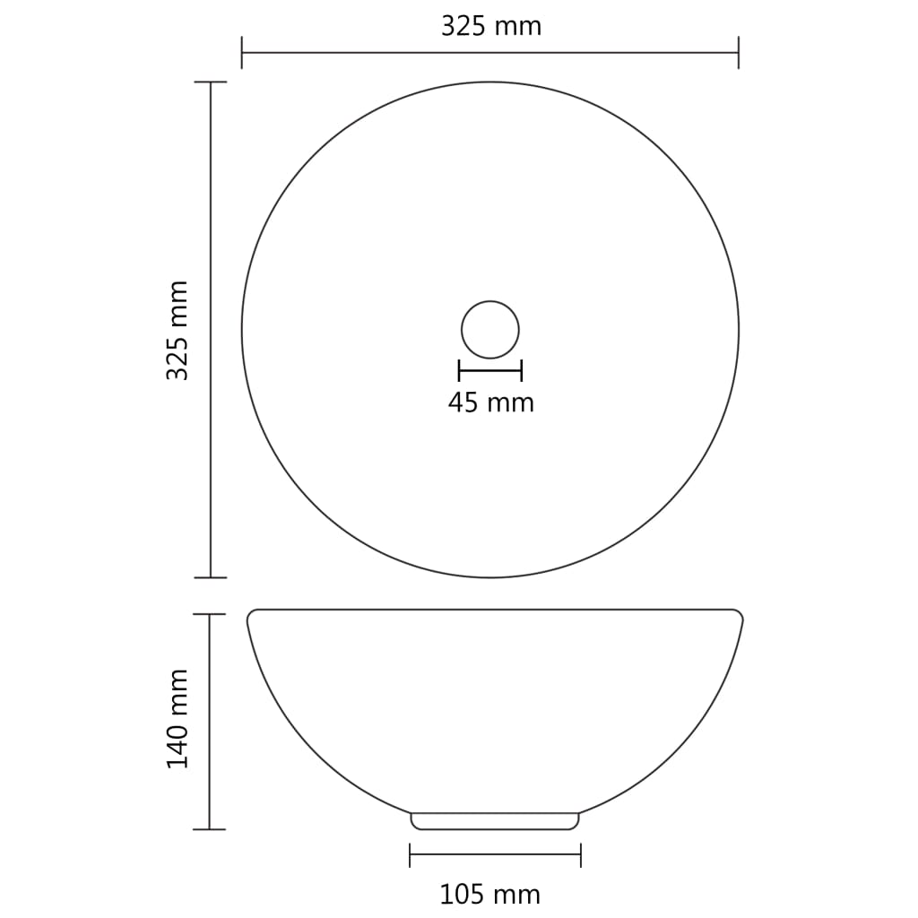 Wastafel Rond 32,5X14 Cm Keramiek Matwit matte white