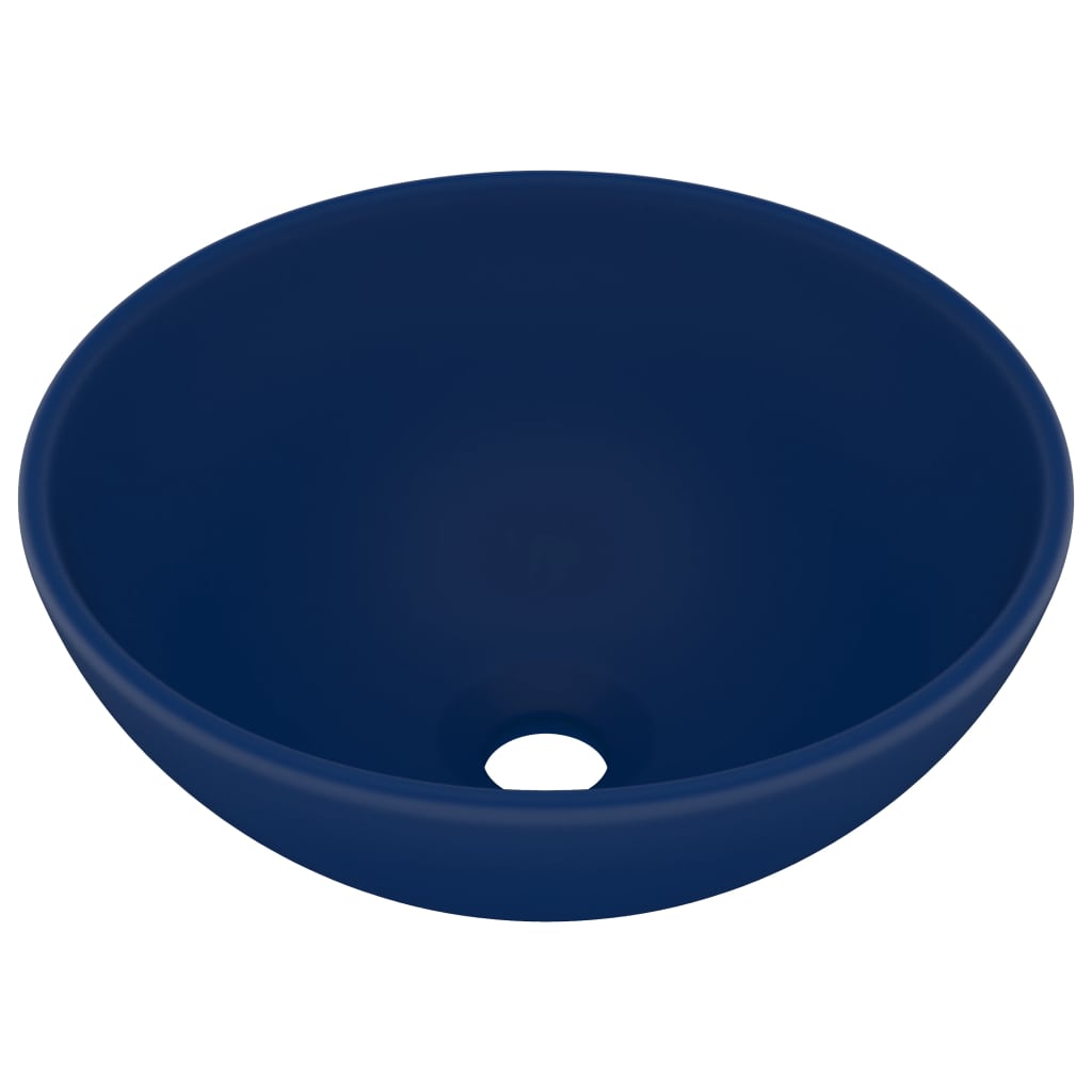 Wastafel rond 32,5x14 cm keramiek mat donkerblauw