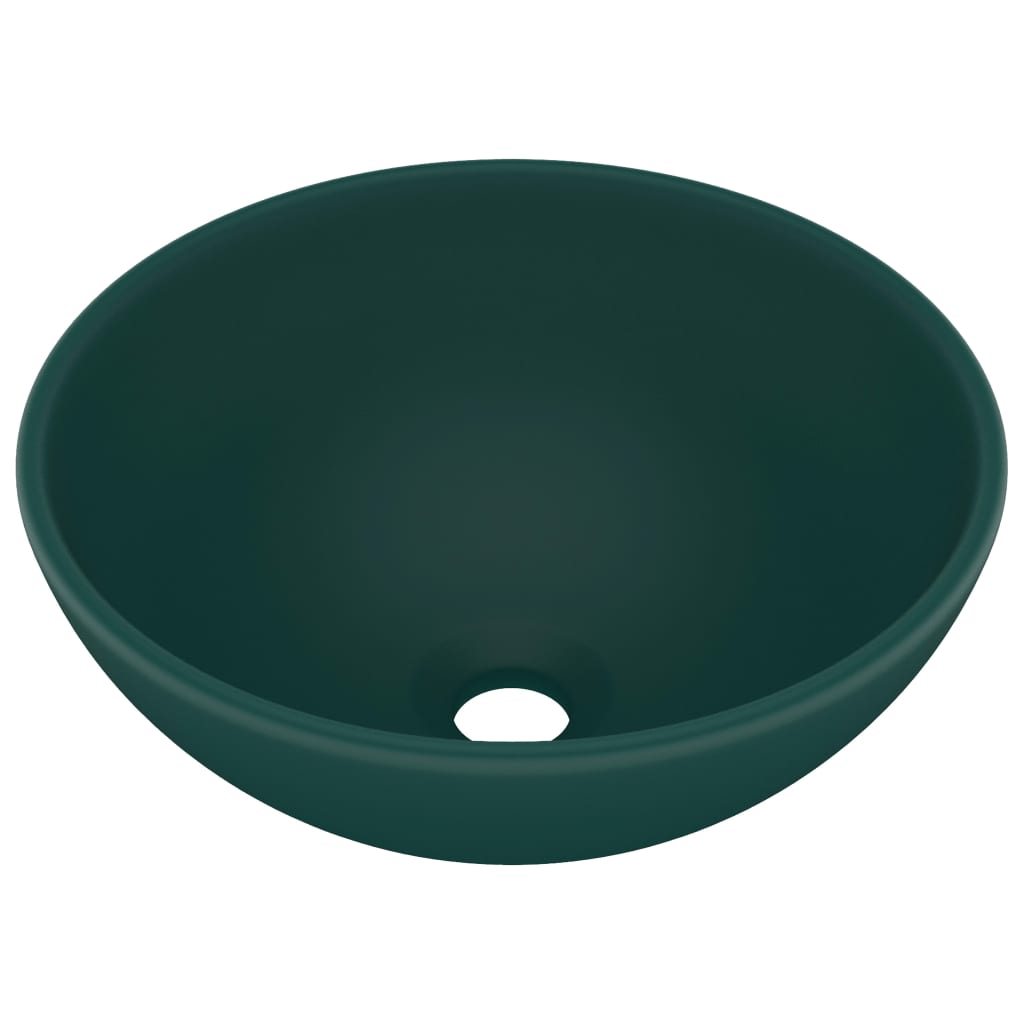 Wastafel Rond 32,5X14 Cm Keramiek Mat Donkergroen matte dark green