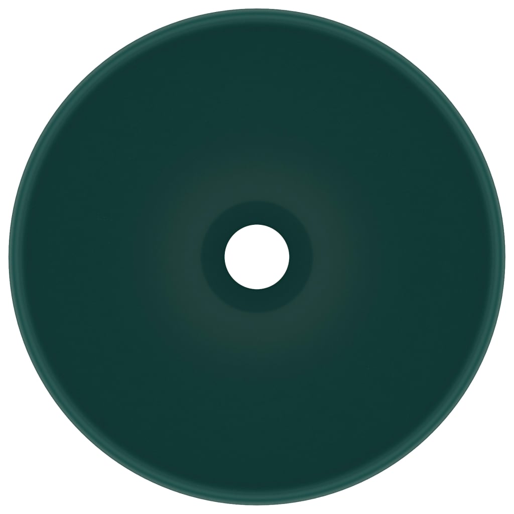 Wastafel Rond 32,5X14 Cm Keramiek Mat Donkergroen matte dark green