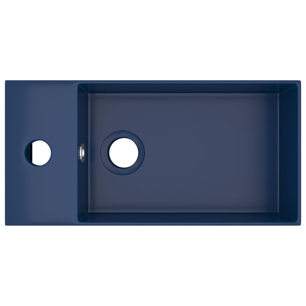 Wastafel Met Overloop Keramiek Donkerblauw