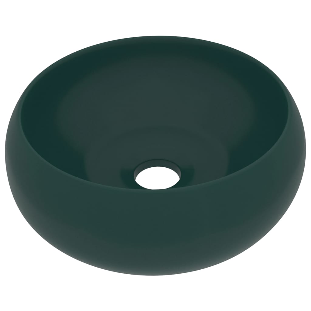 Wastafel Rond 40X15 Cm Keramiek Mat Donkergroen matte dark green