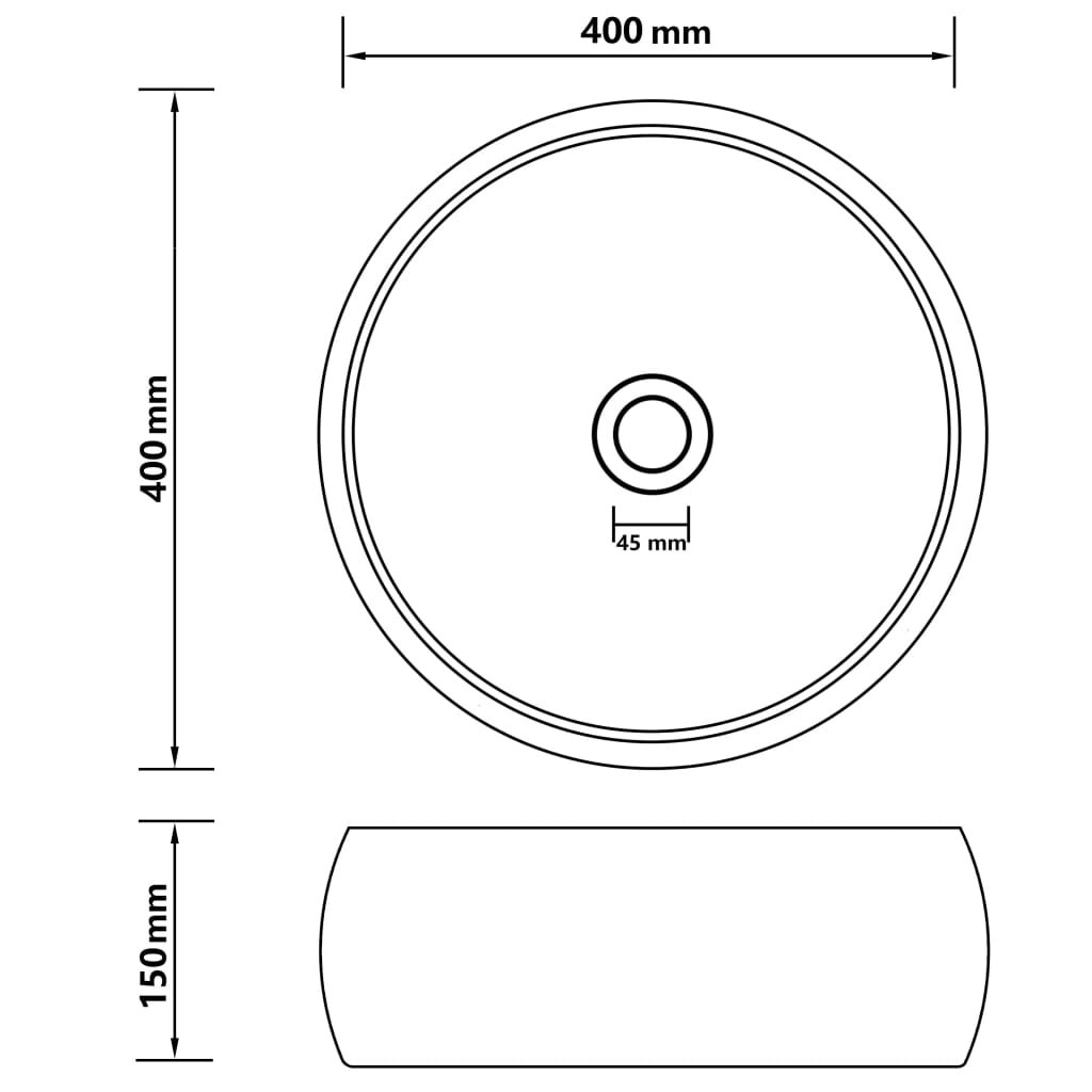 Wastafel Rond 40X15 Cm Keramiek Mat Lichtgrijs matte light grey