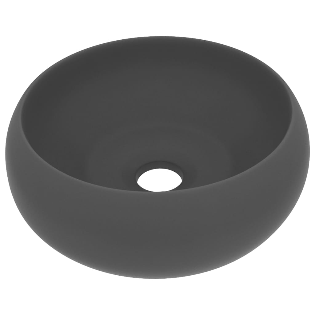 Wastafel Rond 40X15 Cm Keramiek Mat Donkergrijs matte dark grey