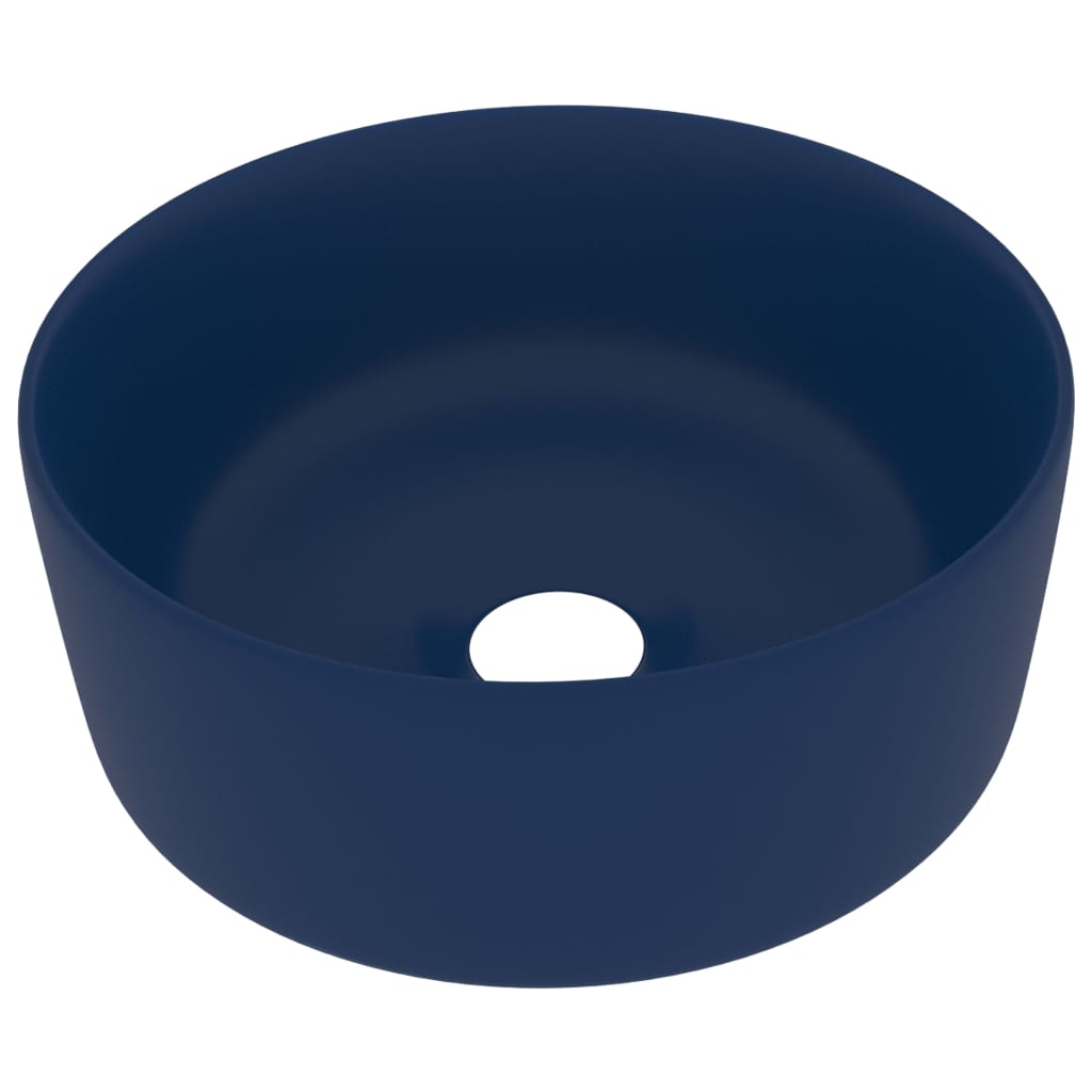 Wastafel Rond 40X15 Cm Keramiek Mat Donkerblauw matte dark blue