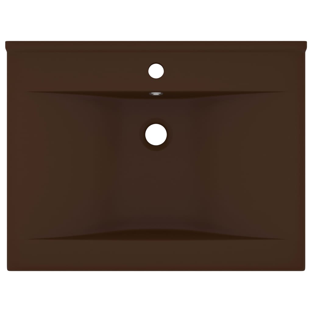 Wastafel Met Kraangat 60X46 Cm Keramiek Mat Donkerbruin matte dark brown