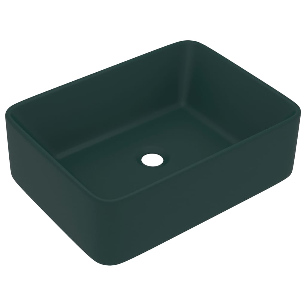 Wastafel 41X30X12 Cm Keramiek Mat Donkergroen matte dark green