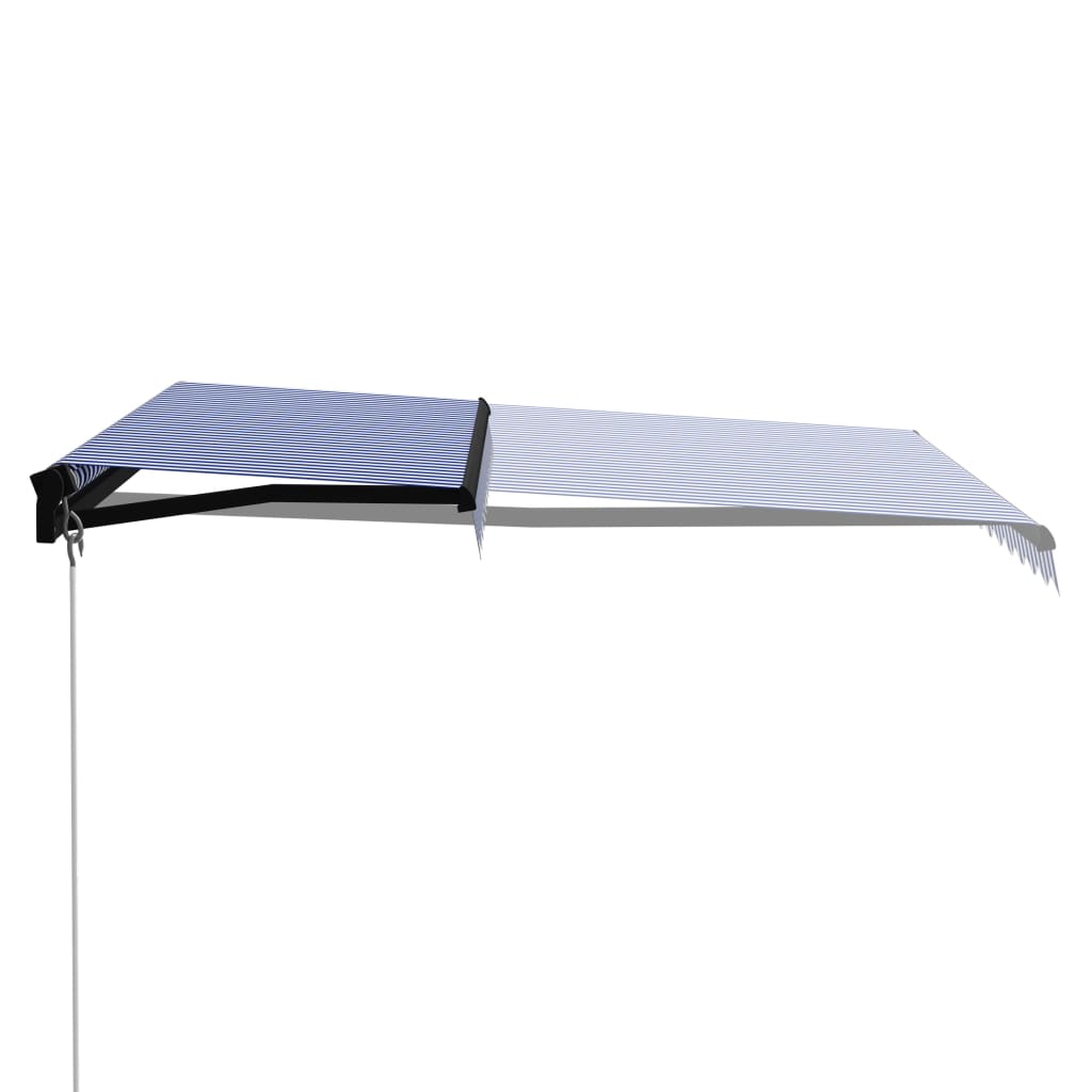 Luifel handmatig uittrekbaar met LED 300x250 cm blauw en wit