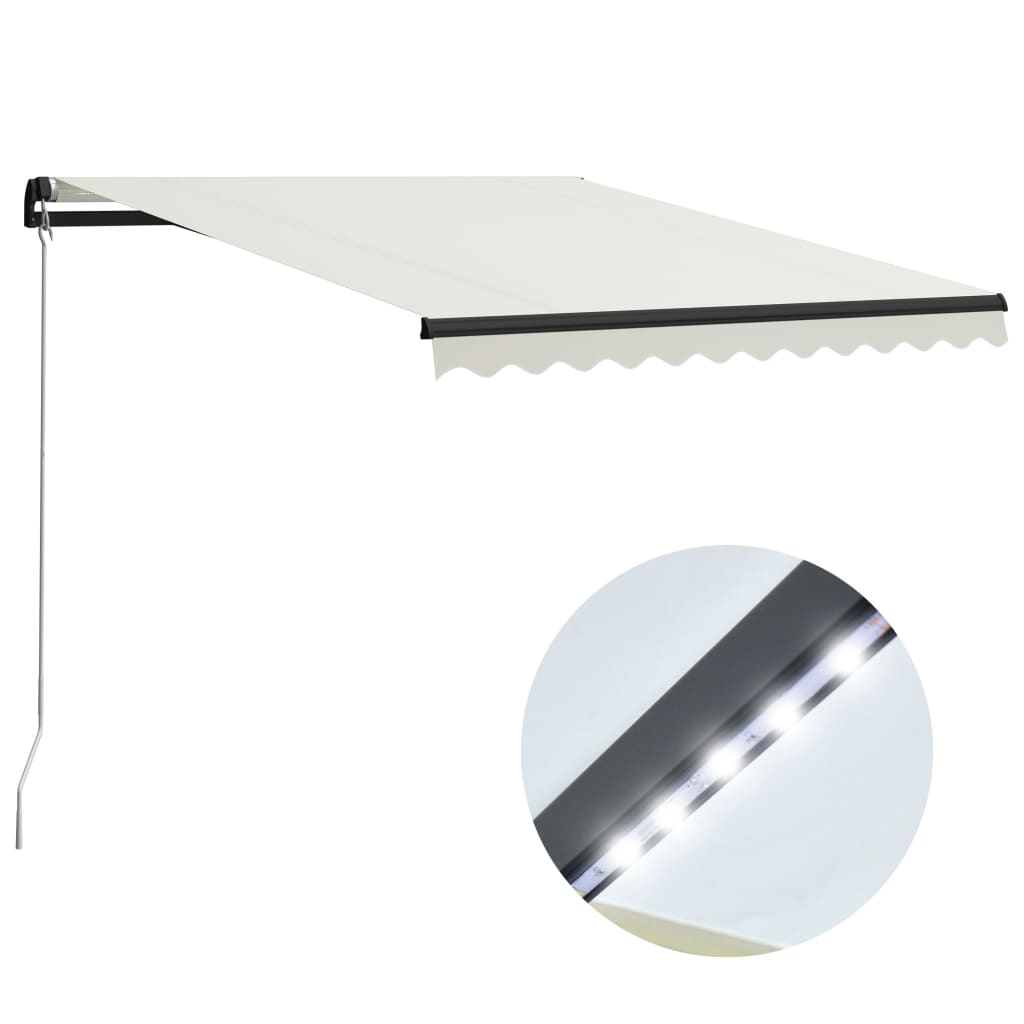 Luifel handmatig uittrekbaar met LED 300x250 cm crème