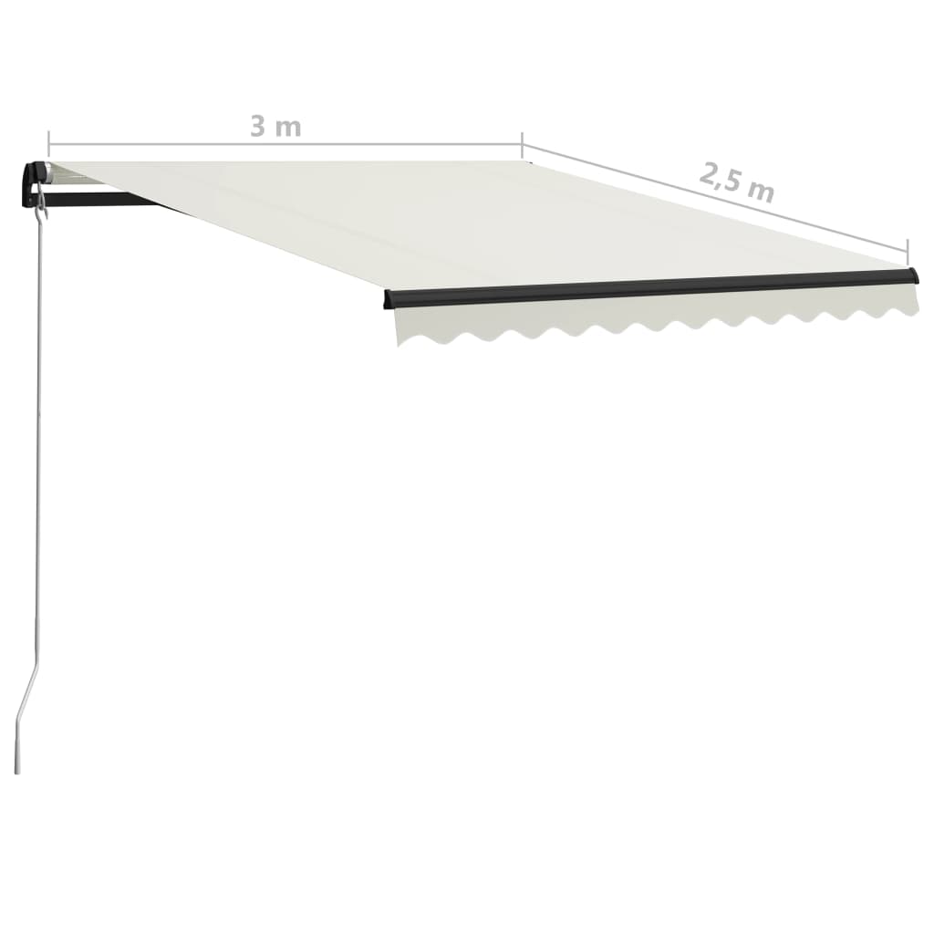 Luifel handmatig uittrekbaar met LED 300x250 cm crème