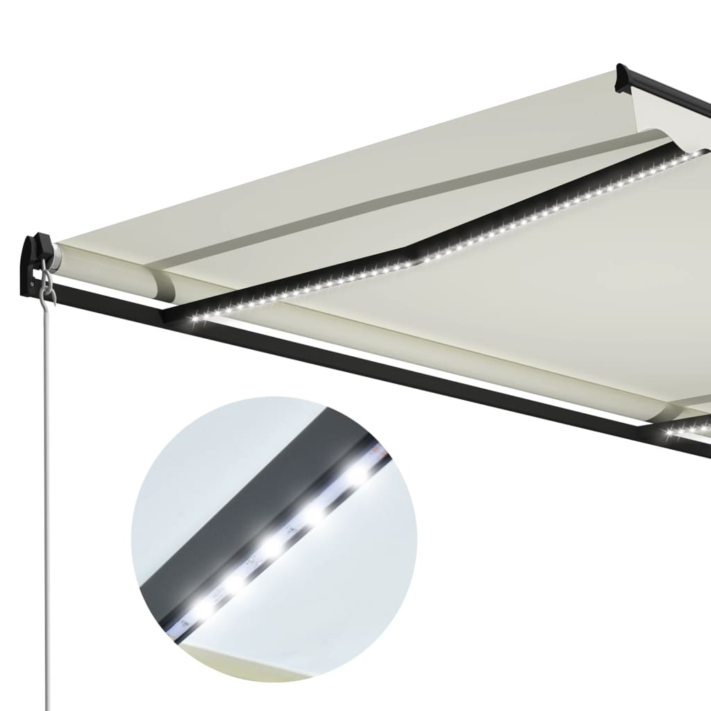 Luifel handmatig uittrekbaar met LED 300x250 cm crème