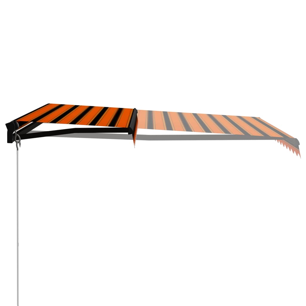 Luifel handmatig uittrekbaar met LED 300x250 cm oranje en bruin