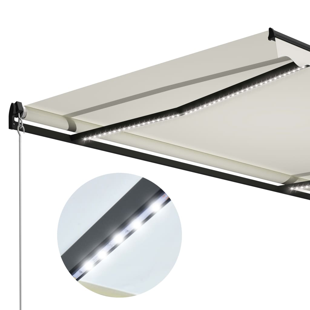 Luifel handmatig uittrekbaar met LED 400x300 cm crème