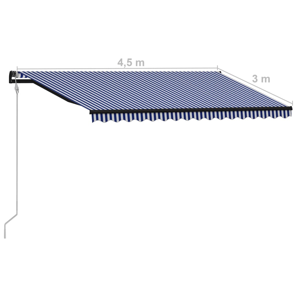 Luifel automatisch uittrekbaar 450x300 cm blauw en wit