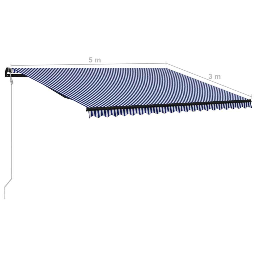 Luifel automatisch uittrekbaar 500x300 cm blauw en wit