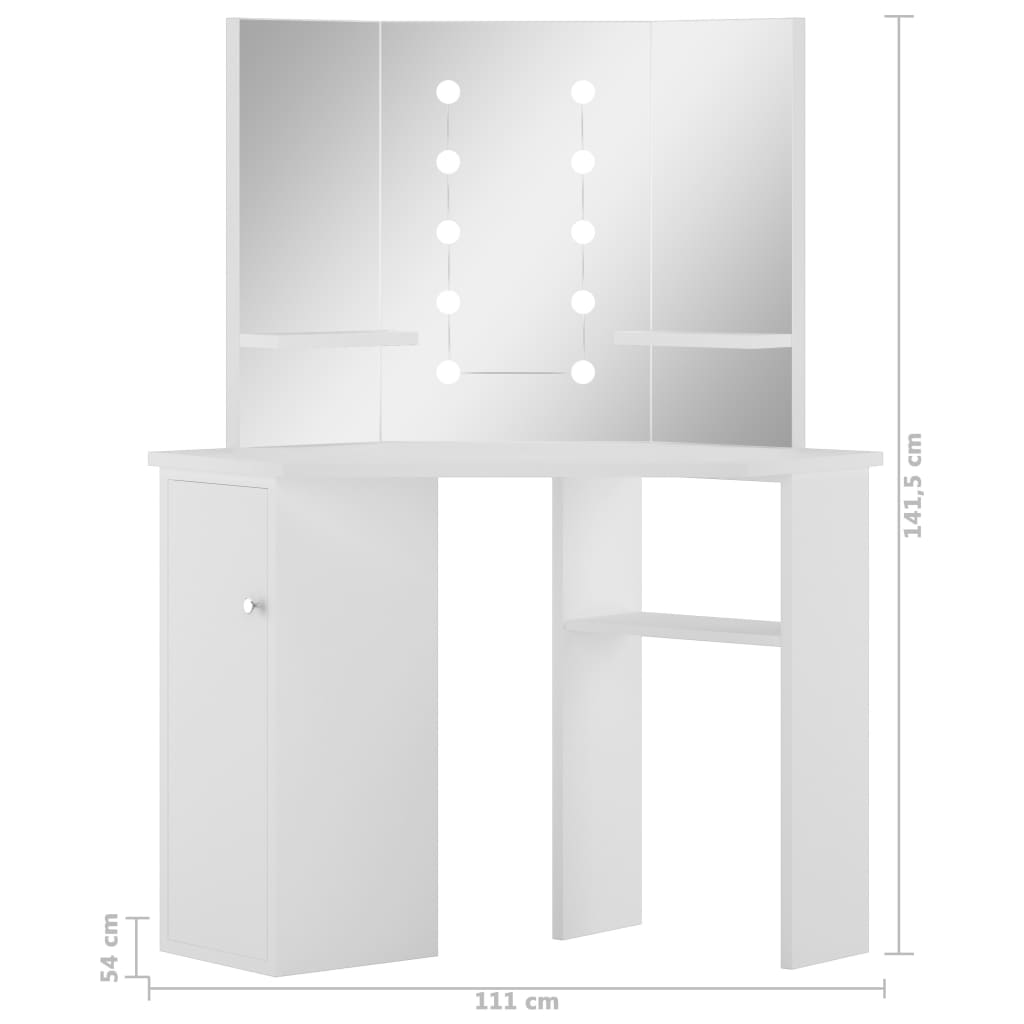 Hoekkaptafel Met Led-Verlichting Wit 1