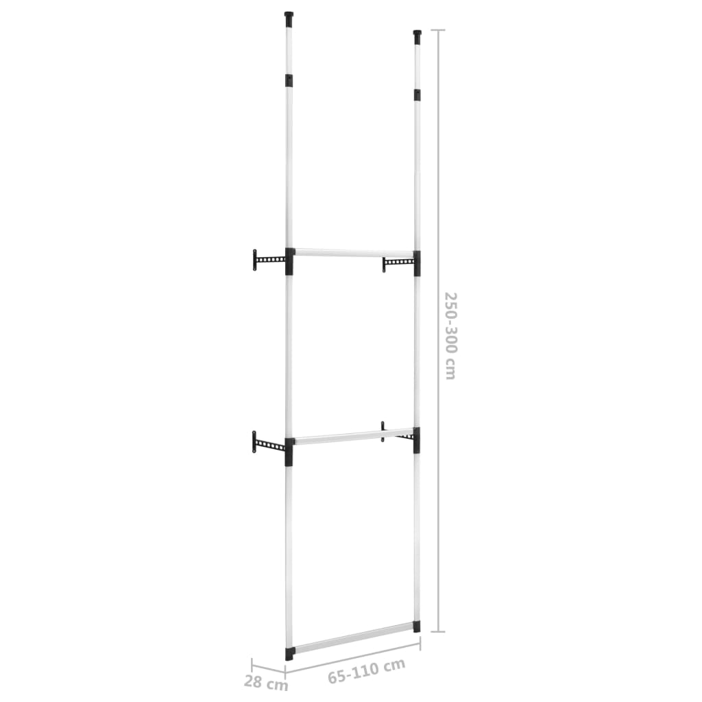 Kledingkastsysteem met stangen telescopisch aluminium