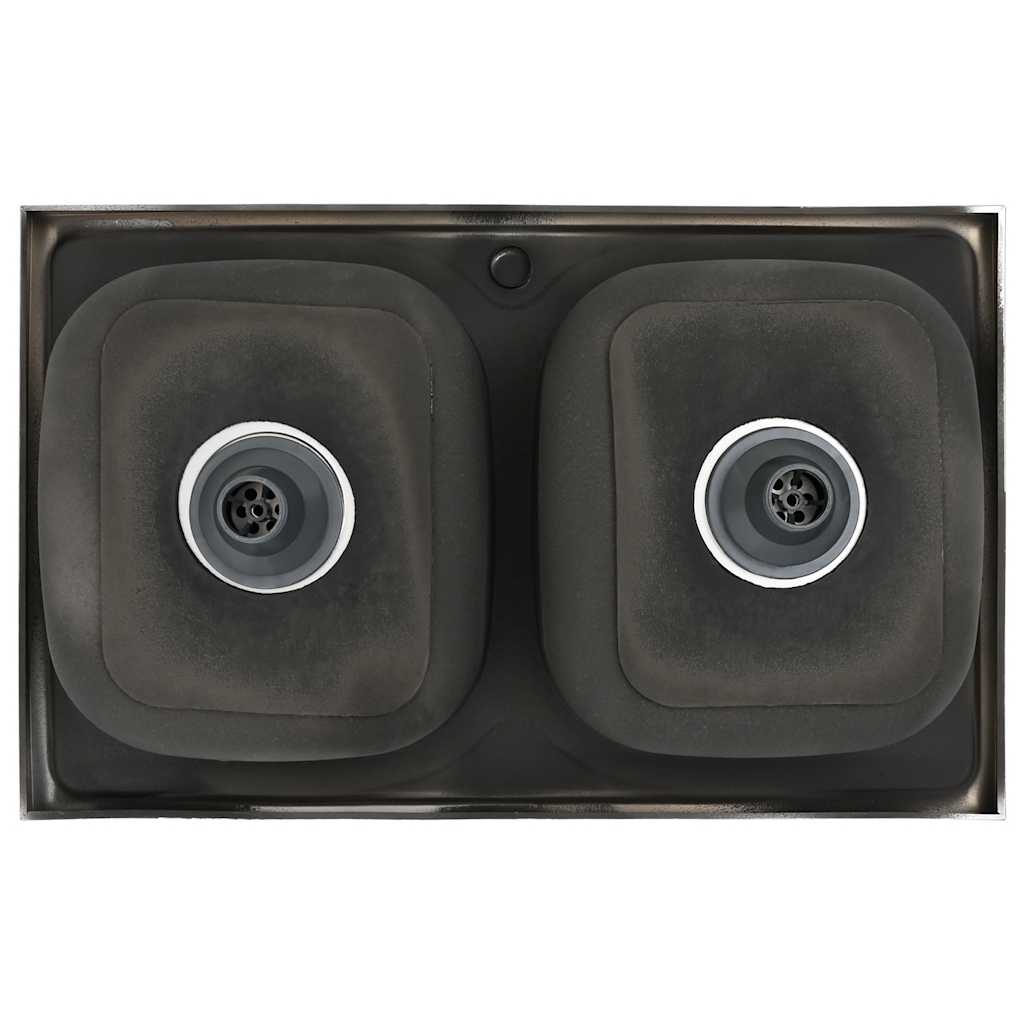 Gootsteen Dubbele Bakken Roestvrij Staal Zilver 800 x 500 x 155 mm