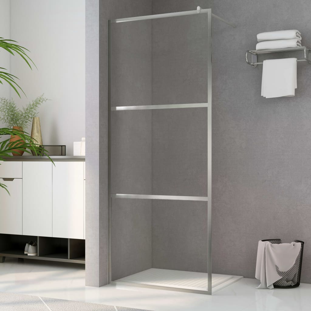 Inloopdouchewand Transparant 140X195 Cm Esg-Glas 140 x 195 cm Zilver Doorzichtig