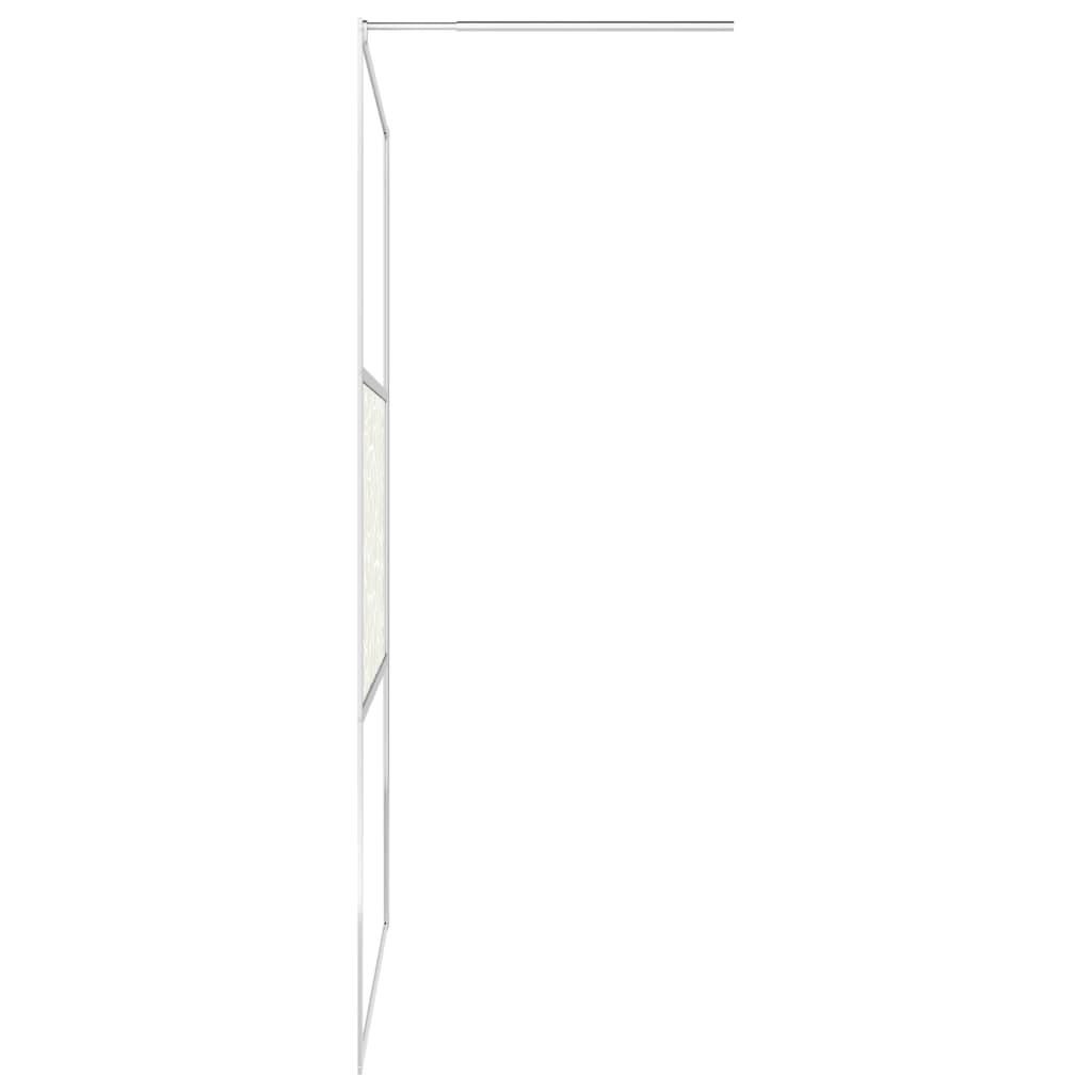 Inloopdouchewand Met Stenenmotief 100X195 Cm Esg-Glas 100 x 195 cm Zilver glass and stone