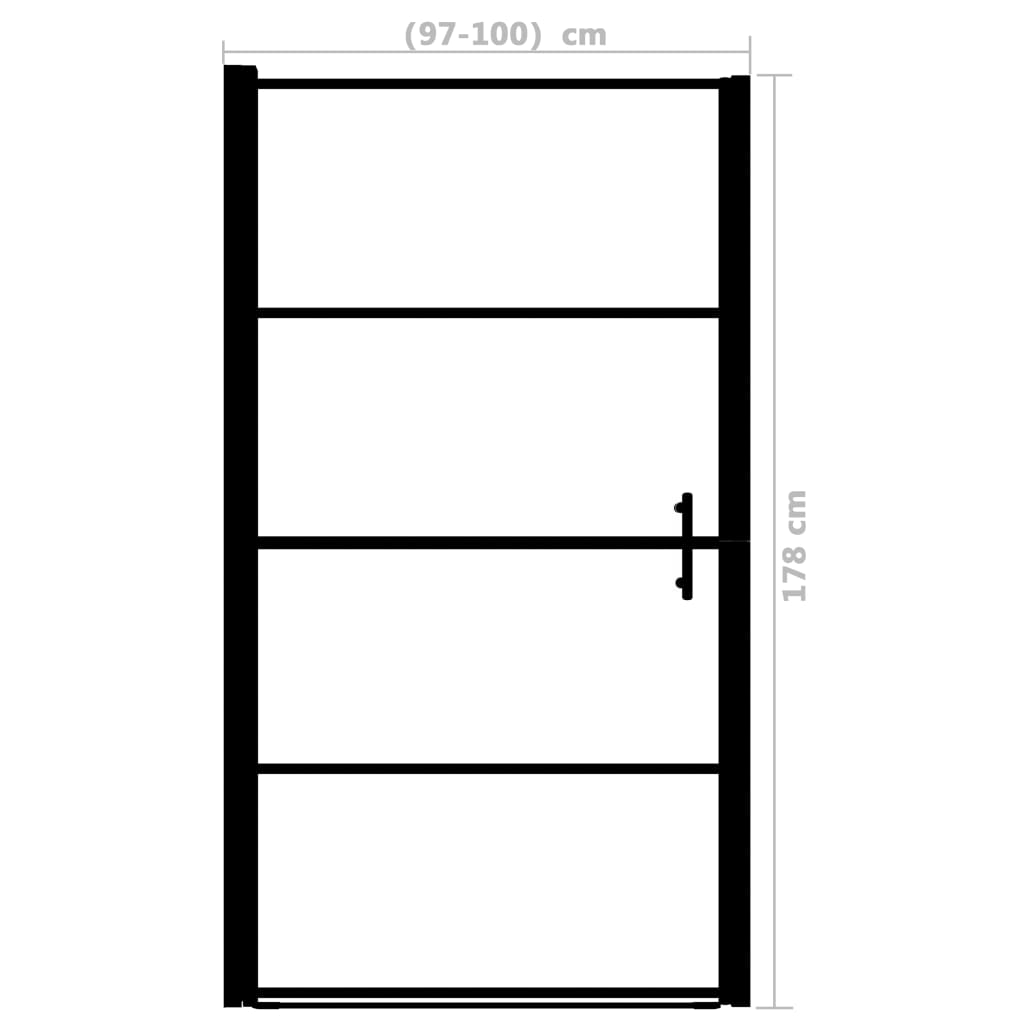 Douchedeur mat 100x178 cm gehard glas zwart