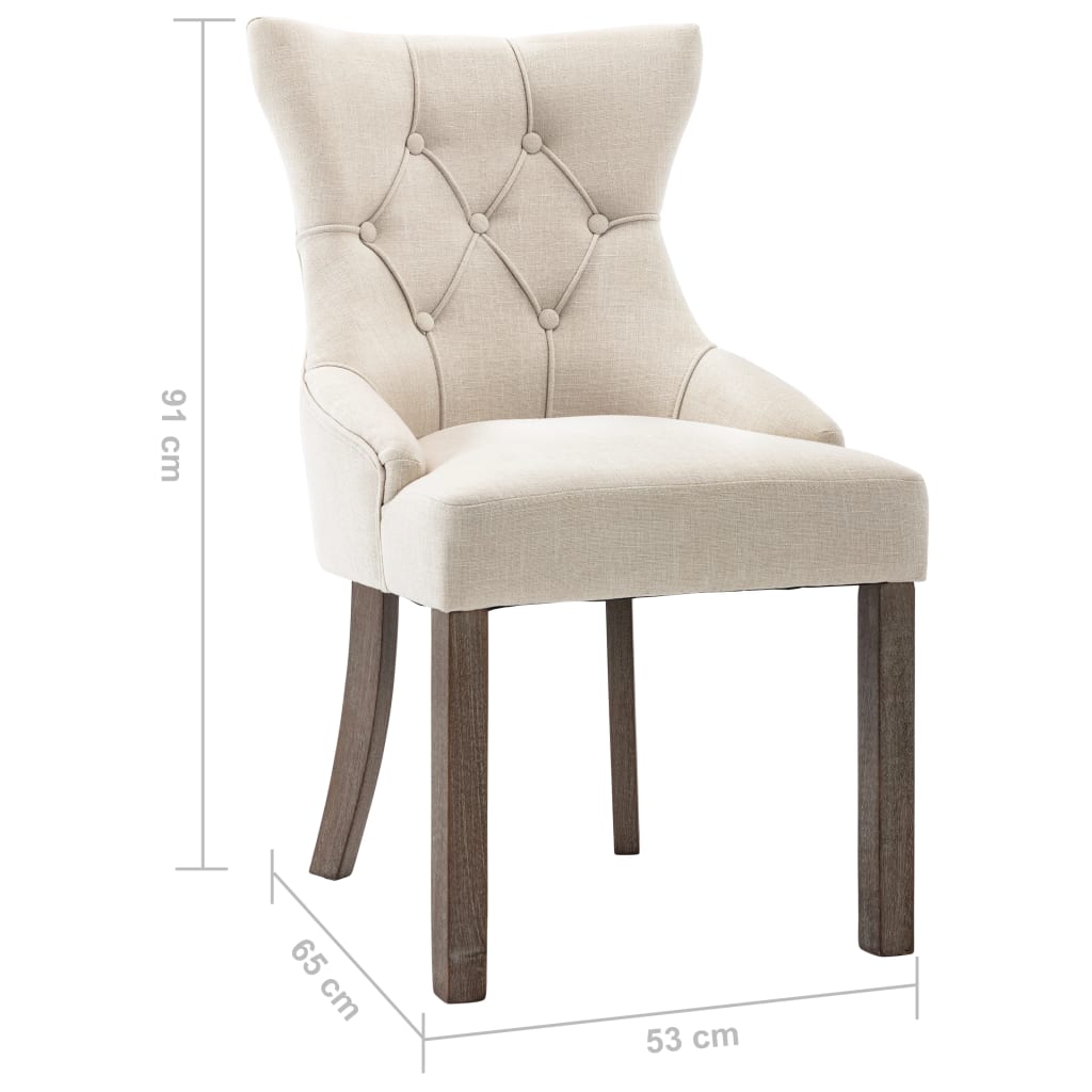 Eetkamerstoelen 2 St Stof Beige