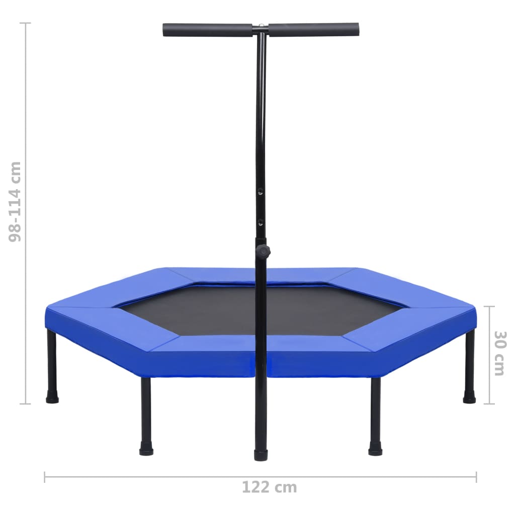 Fitnesstrampoline met handgreep veiligheidsmat zeshoekig 122 cm