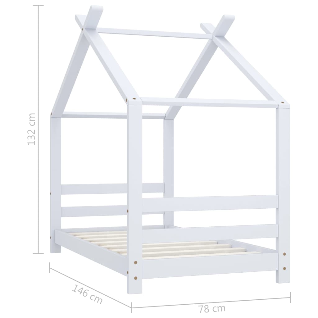 Kinderbedframe Massief Grenenhout Wit 70X140 Cm 70 x 140 cm