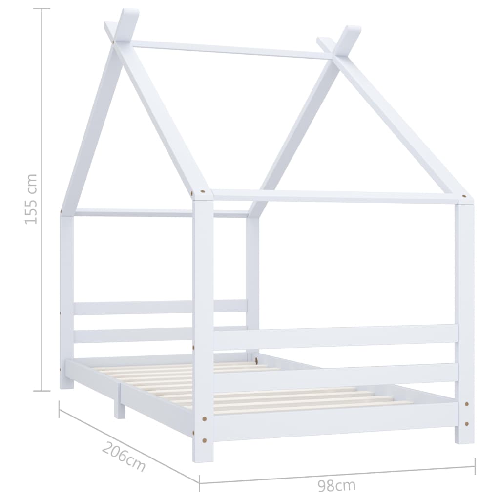 Kinderbedframe Massief Grenenhout Wit 90X200 Cm 90 x 200 cm