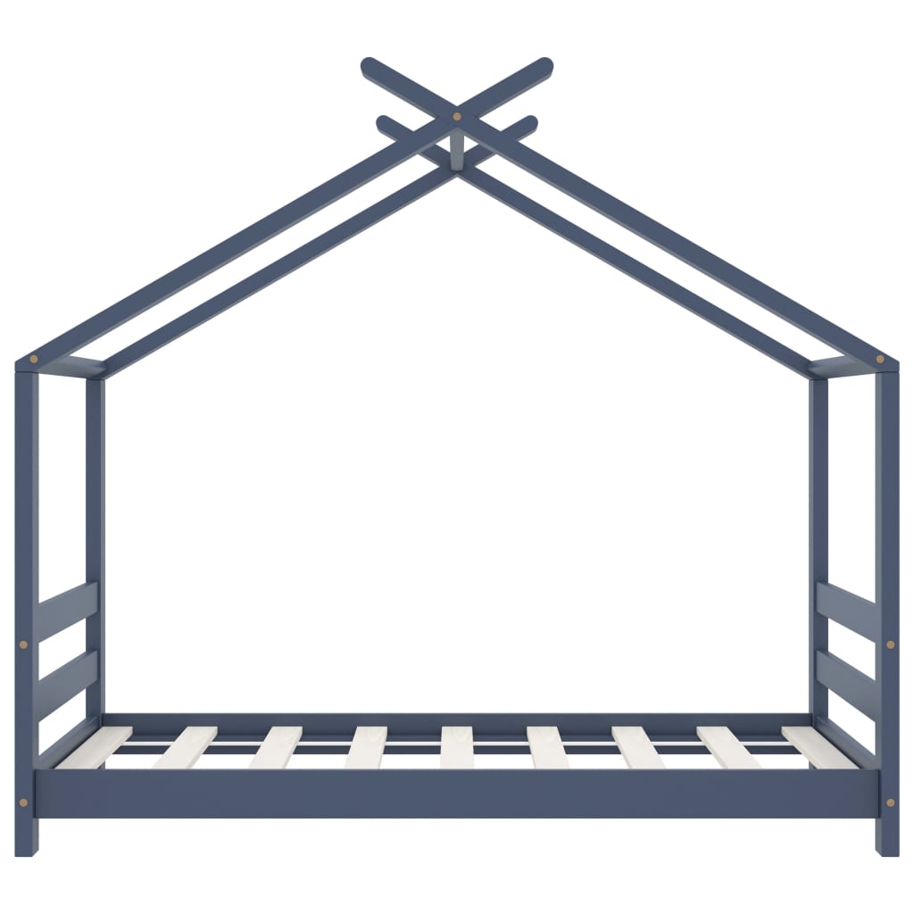 Kinderbedframe massief grenenhout grijs 70x140 cm