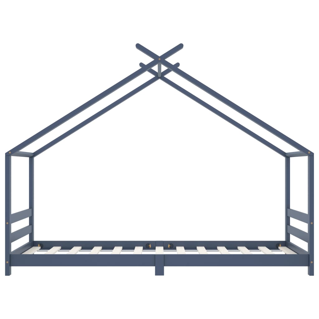 Kinderbedframe Massief Grenenhout Grijs 90X200 Cm 90 x 200 cm