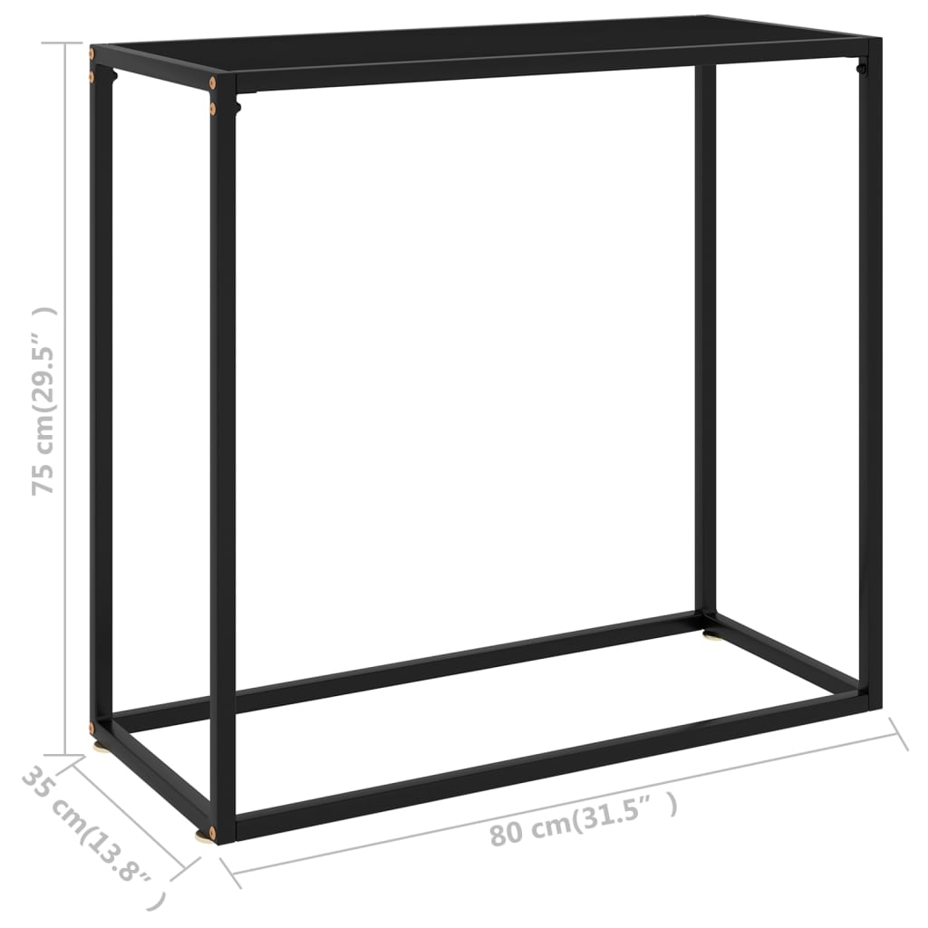 Wandtafel 80x35x75 cm gehard glas zwart