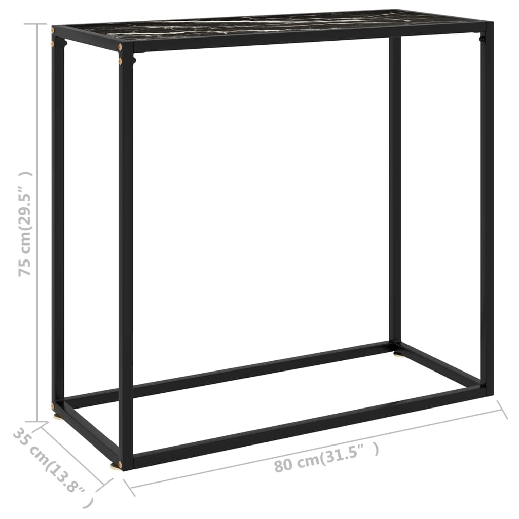 Wandtafel 80x35x75 cm gehard glas zwart