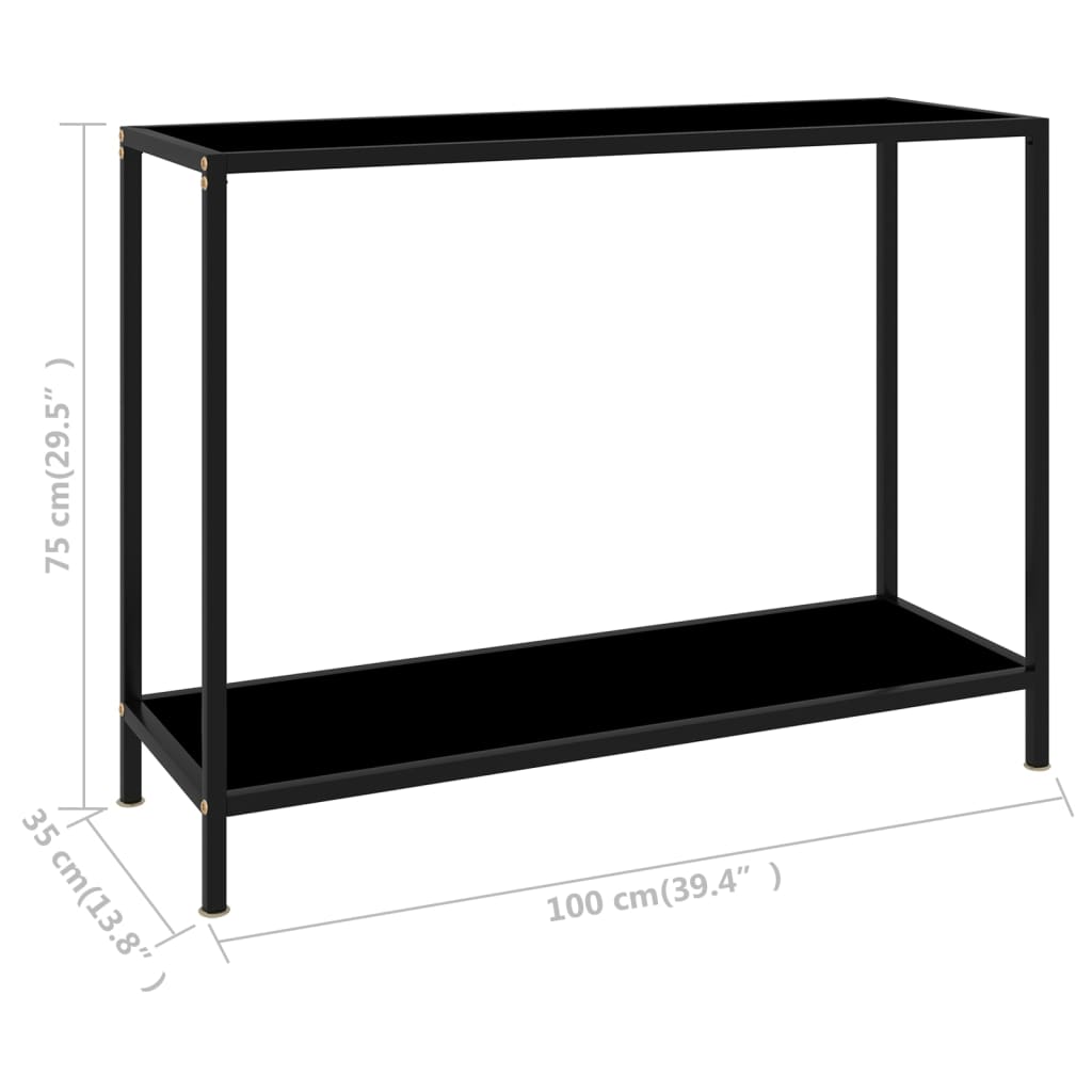 Wandtafel 100x35x75 cm gehard glas zwart