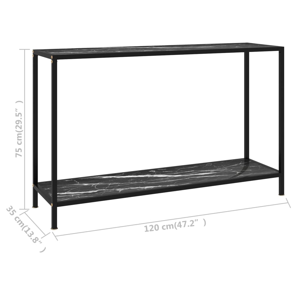 Wandtafel 120x35x75 cm gehard glas zwart