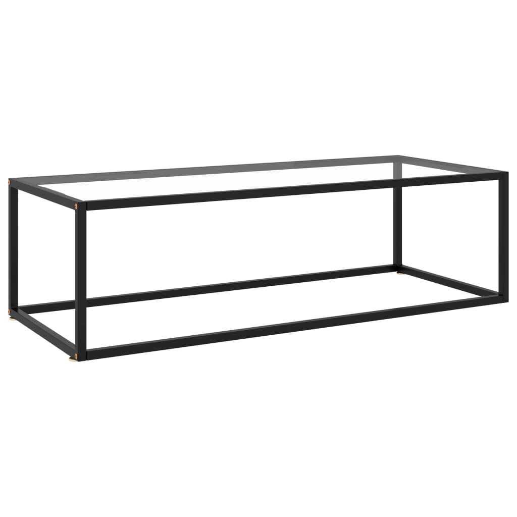 Salontafel Met Gehard Glas 120X50X35 Cm Zwart Doorzichtig