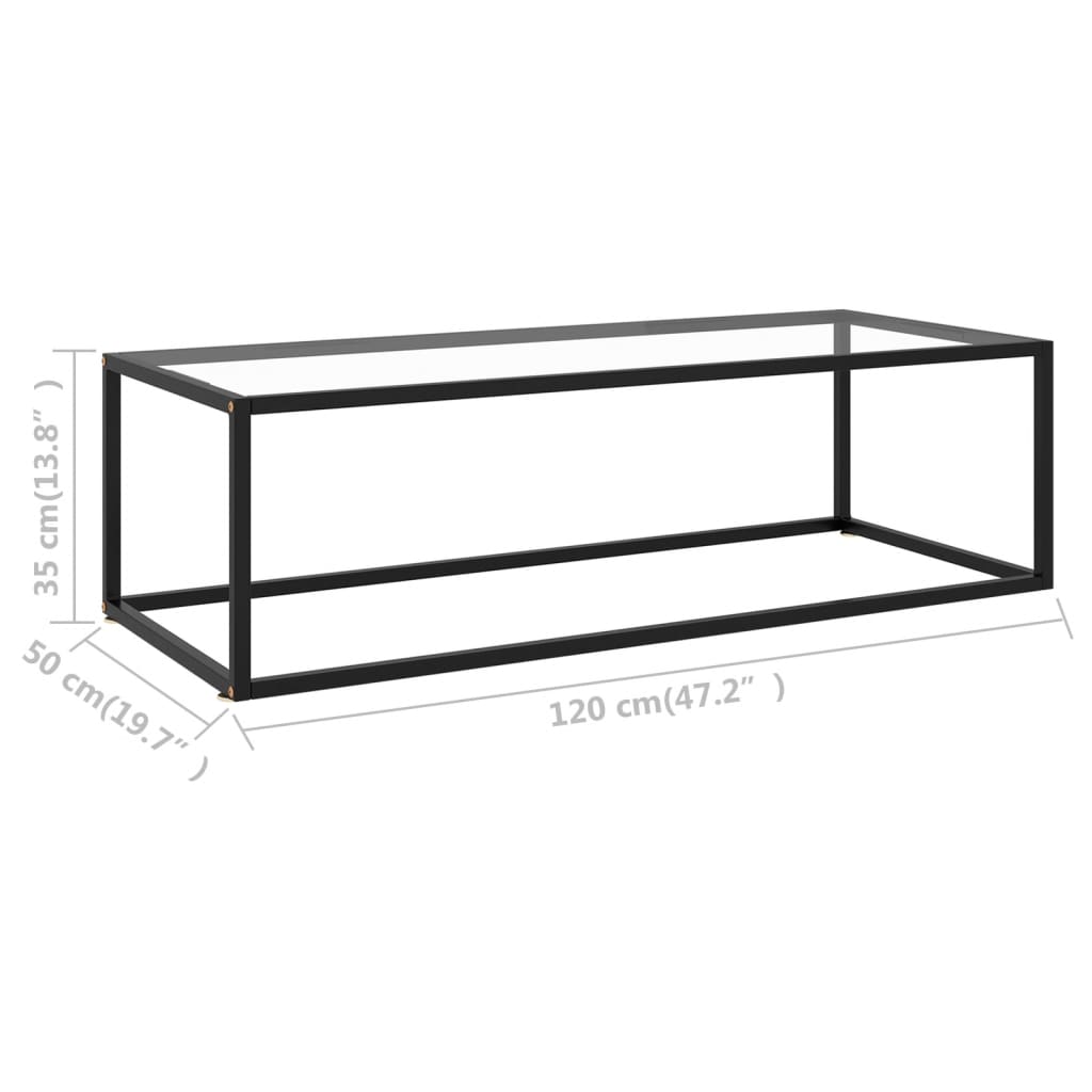 Salontafel Met Gehard Glas 120X50X35 Cm Zwart Doorzichtig