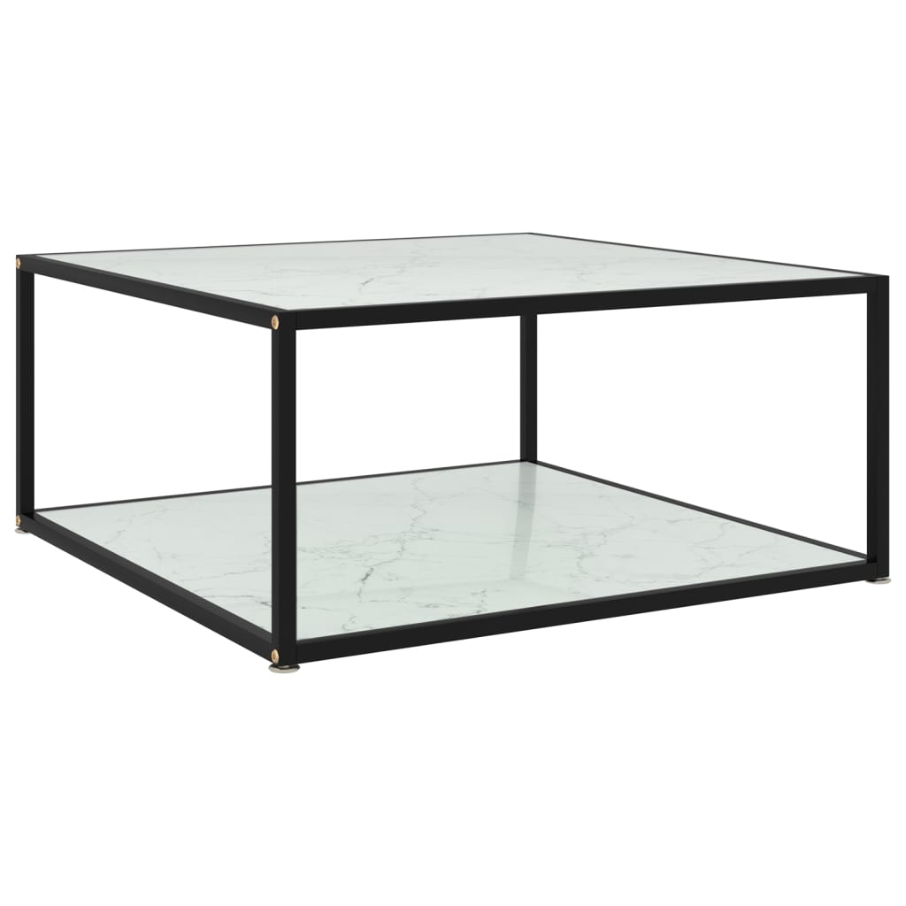 Salontafel 80X80X35 Cm Gehard Glas Wit Wit