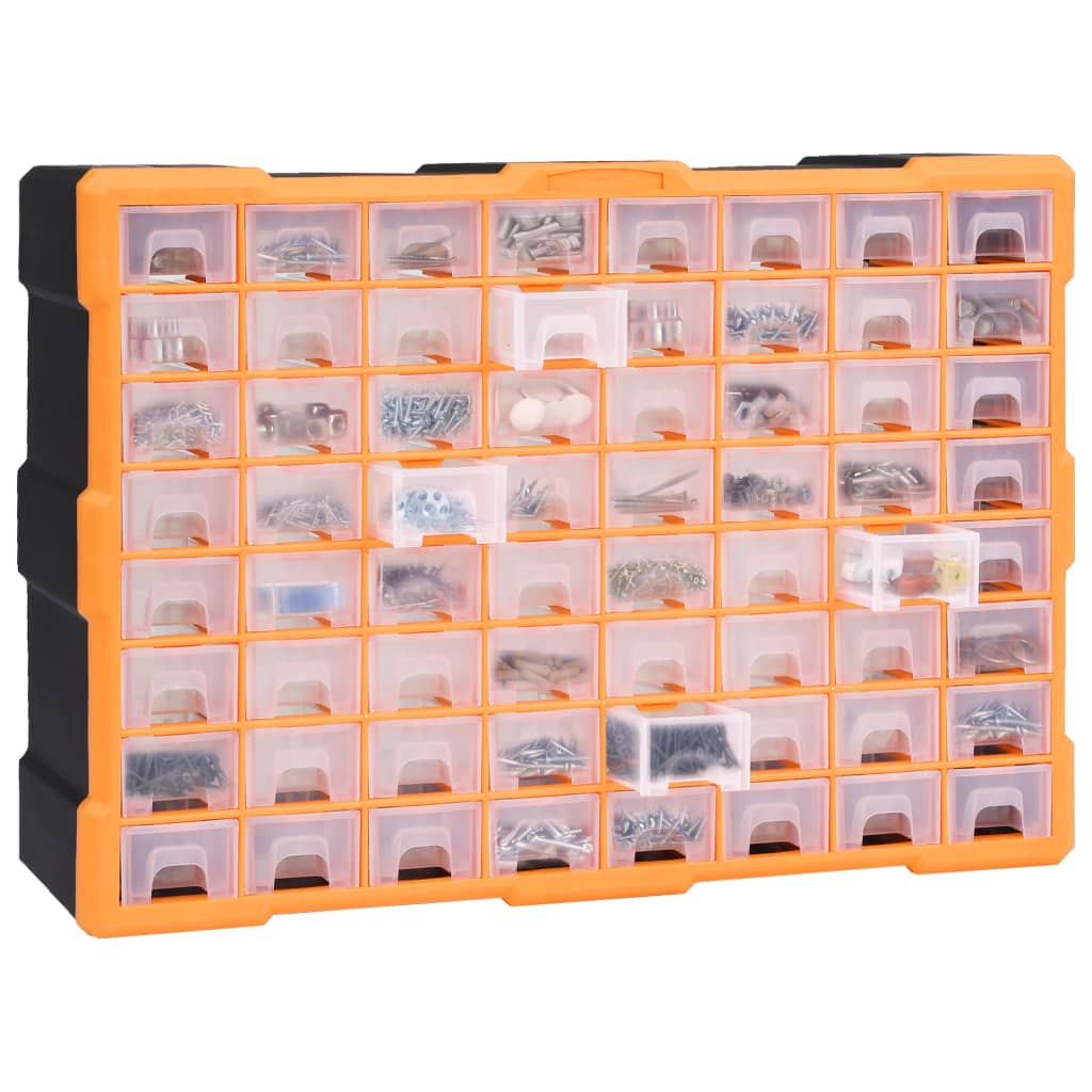 Organiser Met 52X6X37,5 Cm 64 lades Oranje en zwart