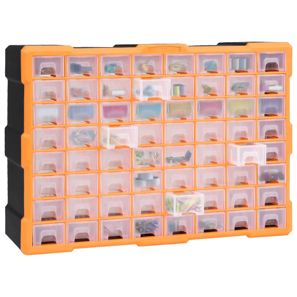 Organiser Met 52X6X37,5 Cm 64 lades Oranje en zwart