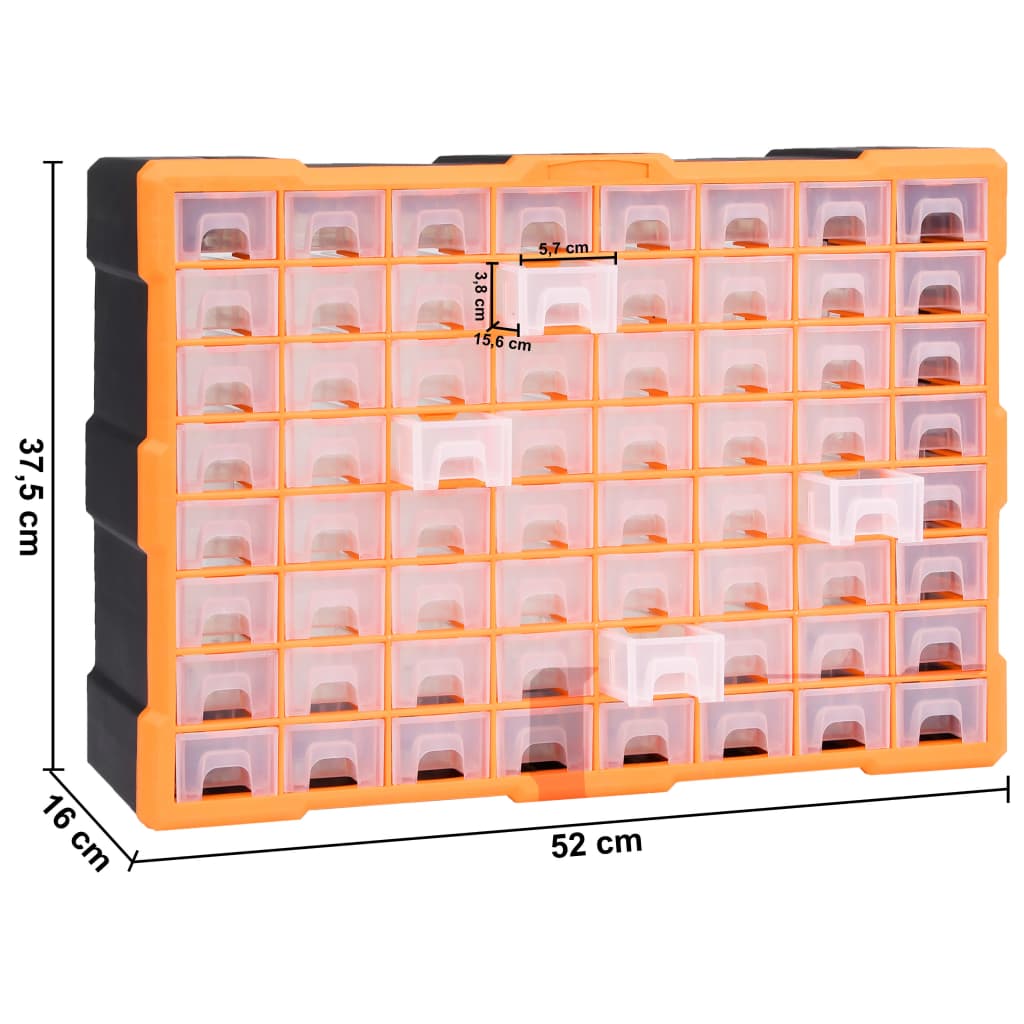 Organiser Met 52X6X37,5 Cm 64 lades Oranje en zwart