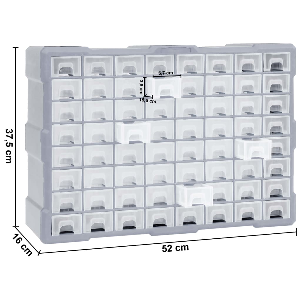 Organiser Met 52X6X37,5 Cm 64 lades Grijs