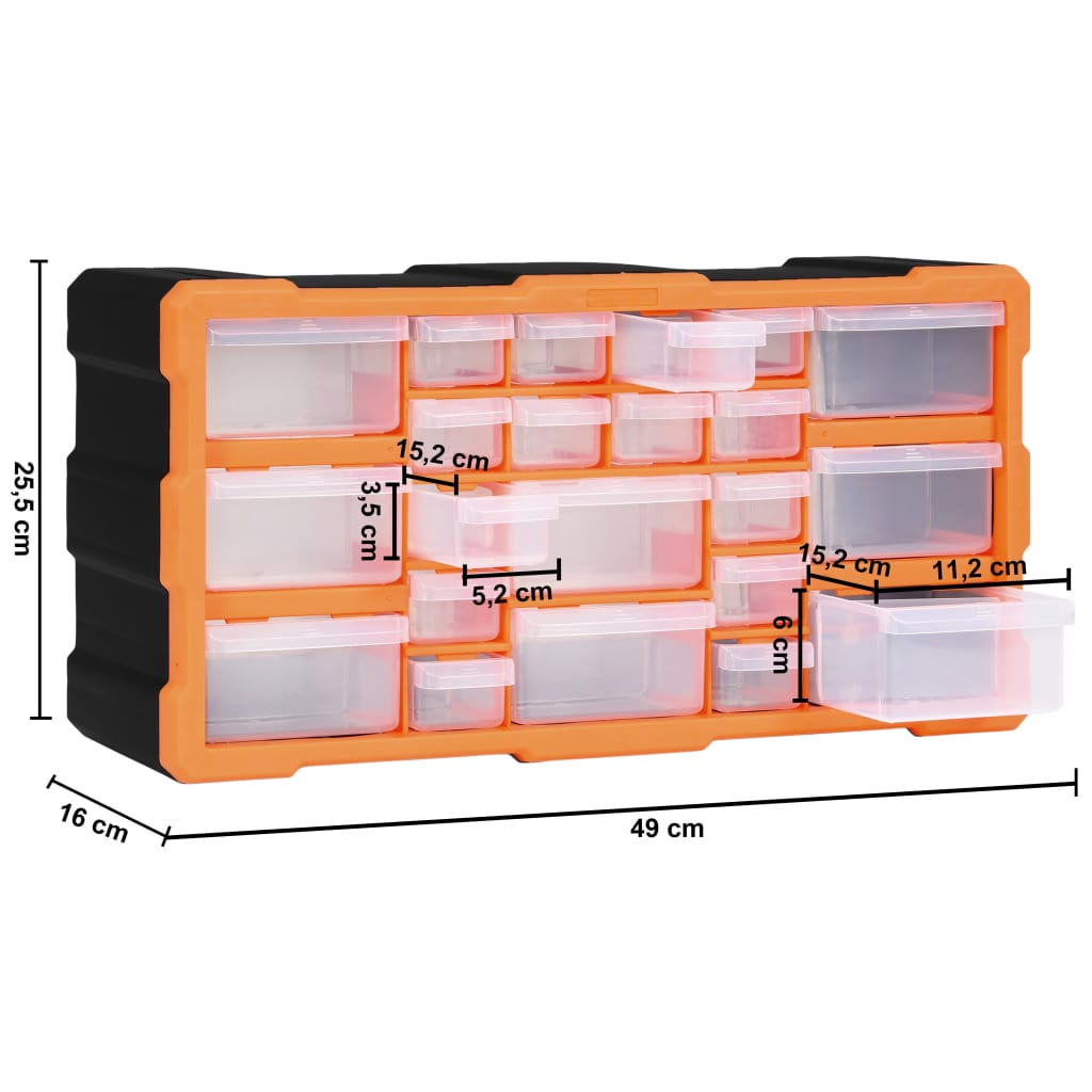 Organiser Met 49X6X25,5 Cm 22 lades Oranje en zwart