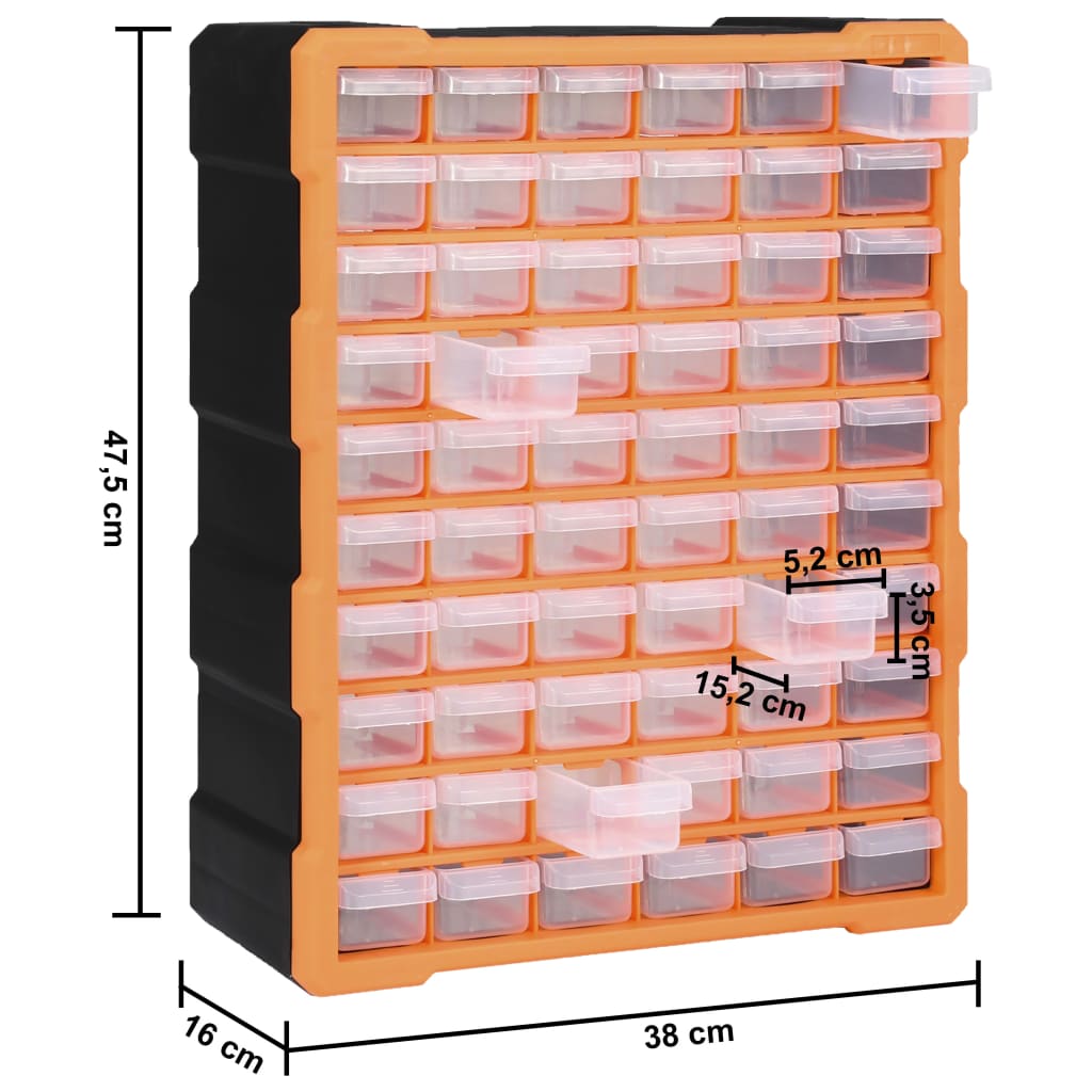 Organiser Met 38X6X47,5 Cm 60 lades Oranje en zwart