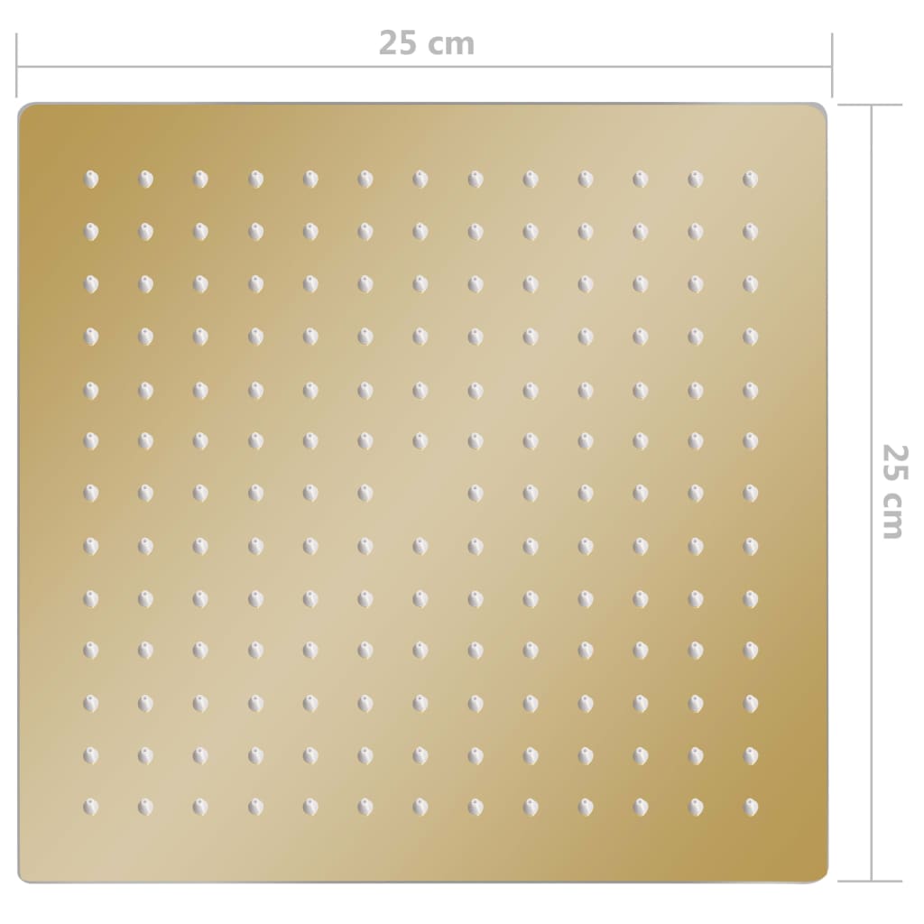 Regendouchekop vierkant 25x25 cm roestvrij staal goudkleurig