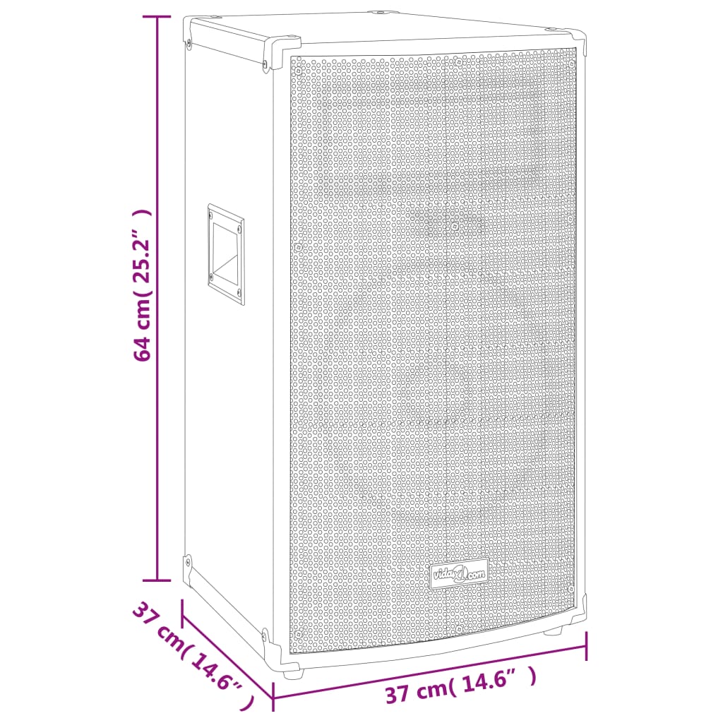 Hifi-podiumluidspreker passief 1000 W 37x37x64 cm zwart