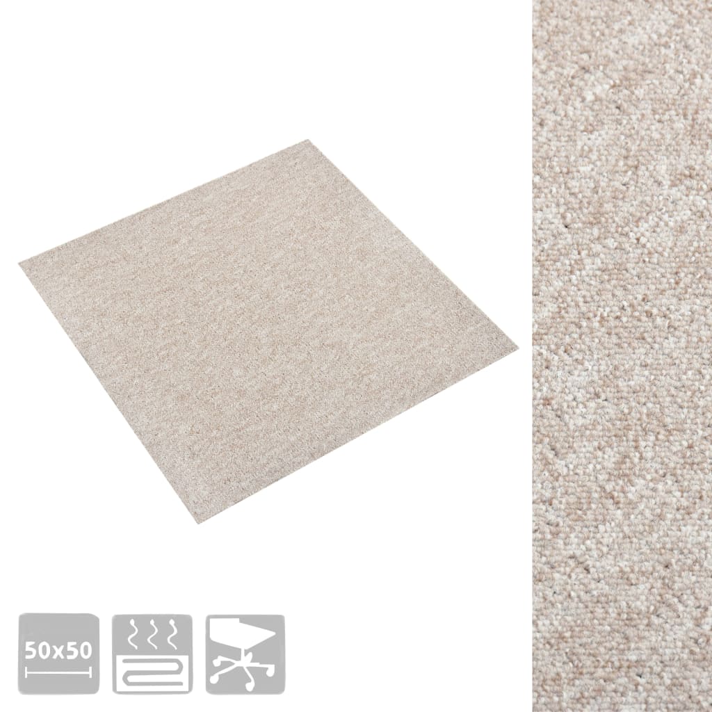 Tapijttegels 20 st 5 m² 50x50 cm lichtbeige