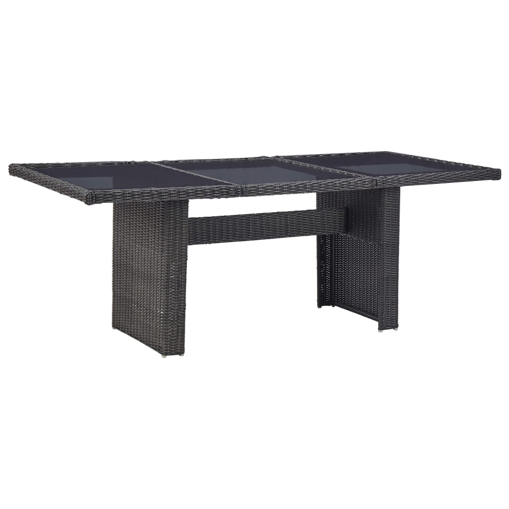 Tuintafel 200X100X74 Cm Glas En Poly Rattan Zwart