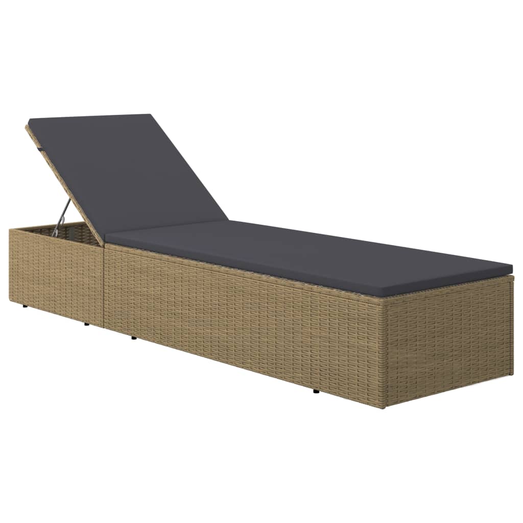 Ligbed poly rattan bruin en donkergrijs