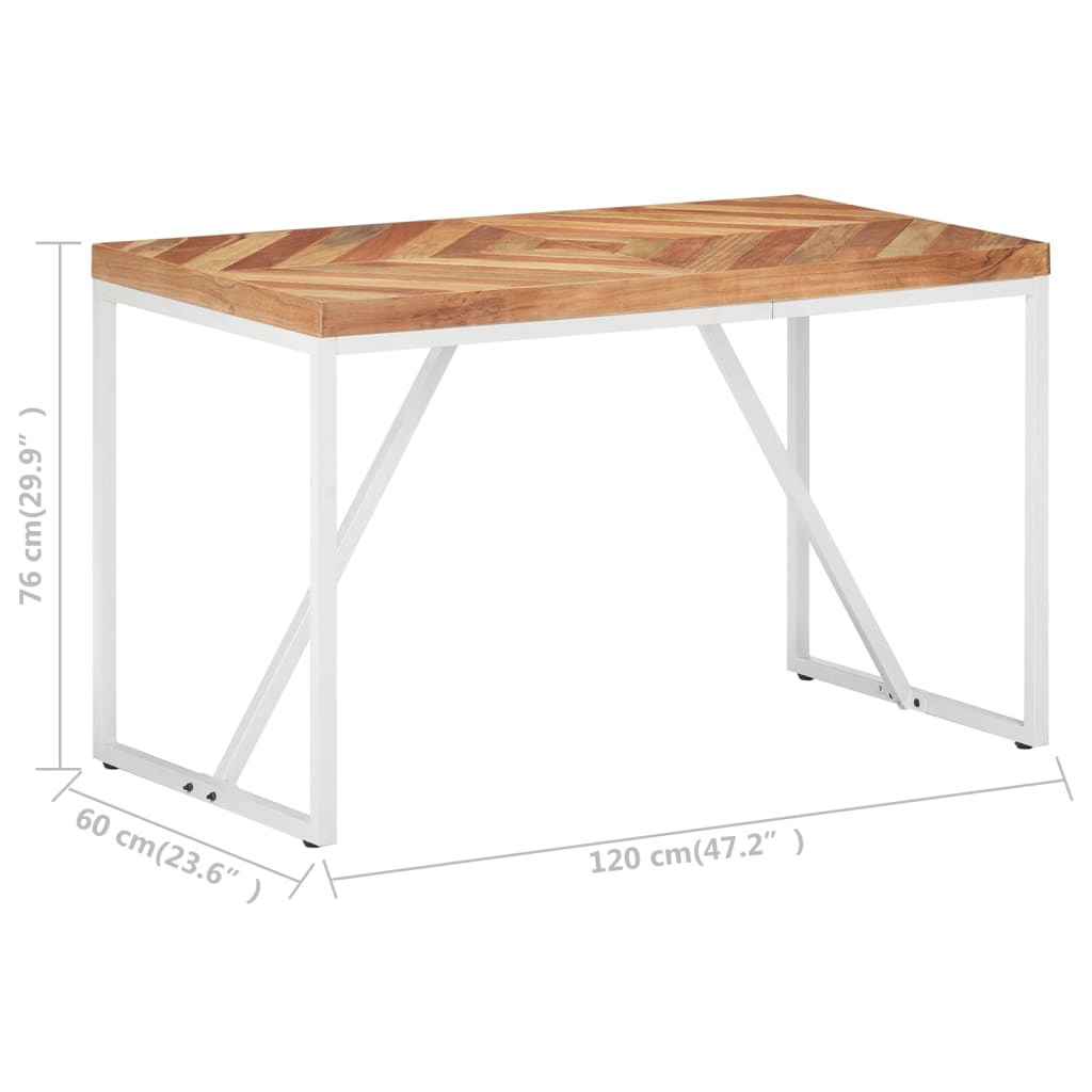 Eettafel 120X60X76 Cm Massief Acaciahout En Mangohout 120 x 60 x 76 cm Wit